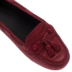 Pre Owned حذاء لوفرز بالنسيياغا آرينا بروج جلد أحمر مقاس 38.5