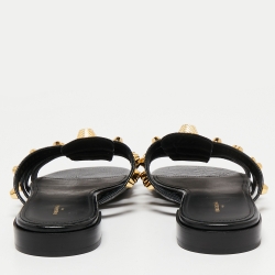 Balenciaga Black Leather Arena Studded Flat Sandals Size 41