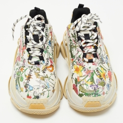 Balenciaga X Gucci Cream Leather Triple S Chunky Sneakers Size 37 