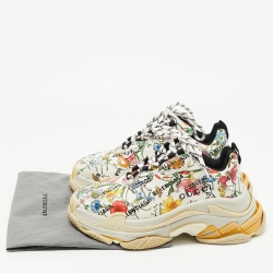Balenciaga X Gucci Cream Leather Triple S Chunky Sneakers Size 37 