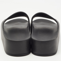 Balenciaga Black Rubber Logo Pool Slides Size 38