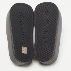 Balenciaga Black Rubber Logo Pool Slides Size 38