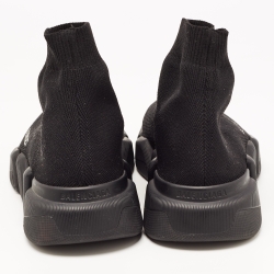 Pre Owned Balenciaga Black Knit Fabric Speed Trainer Sneakers Size 38