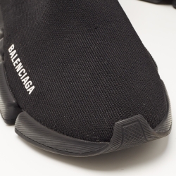 Pre Owned Balenciaga Black Knit Fabric Speed Trainer Sneakers Size 38
