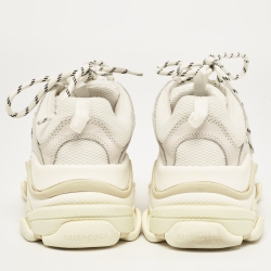 Balenciaga White/Grey Nubuck and Mesh Triple S Sneakers Size 38
