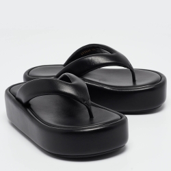 Balenciaga Black Leather Platform Thong Sandals Size 35