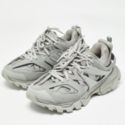 Pre Owned Balenciaga Grey Faux Leather Track  Sneakers Size 39