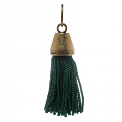 Pre Owned Balenciaga Green Hotel Fringe Gold Tone Bell Key Ring