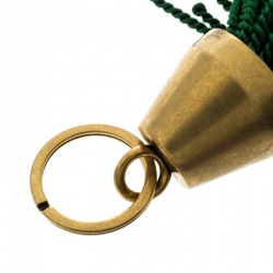 Pre Owned Balenciaga Green Hotel Fringe Gold Tone Bell Key Ring