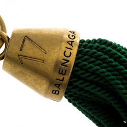 Pre Owned Balenciaga Green Hotel Fringe Gold Tone Bell Key Ring