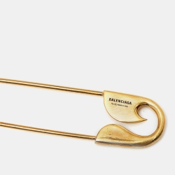 Pre Owned Balenciaga Gold Tone Sterling Silver Safety Pin Earrings