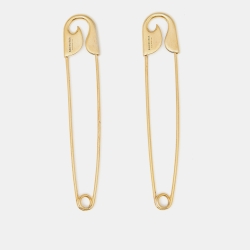 Pre Owned Balenciaga Gold Tone Sterling Silver Safety Pin Earrings