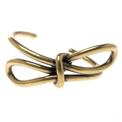 Pre Owned Balenciaga Bow Boucle Gold Tone Open Cuff Bracelet Size M
