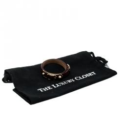 Pre Owned Balenciaga Ligne Classic Burgundy Leather Gold Tone Wrap Bracelet