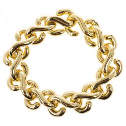 Pre Owned Balenciaga Gold Tone Large S-Chain Bracelet 24CM