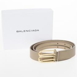 مملوكة مسبقًا Balenciaga Beige Leather B Buckle Belt 84 CM