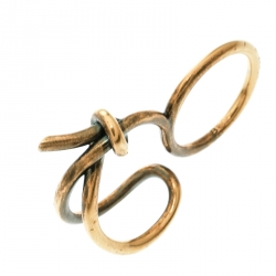 Balenciaga Asymmetric Bow Gold Tone Double Ring