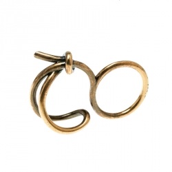 Balenciaga Asymmetric Bow Gold Tone Double Ring