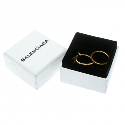 Balenciaga Asymmetric Bow Gold Tone Double Ring