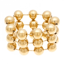 Pre Owned Balenciaga Gold Tone Triple Sphere Link Bracelet 