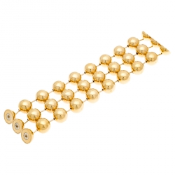 Pre Owned Balenciaga Gold Tone Triple Sphere Link Bracelet 