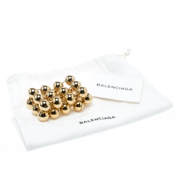 Pre Owned Balenciaga Gold Tone Triple Sphere Link Bracelet 