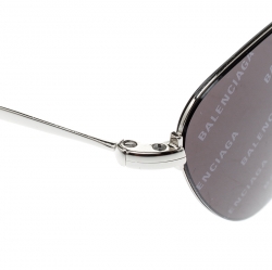 Pre Owned Balenciaga Silver/Black Monogram BB0015S Cat Eye Sunglasses