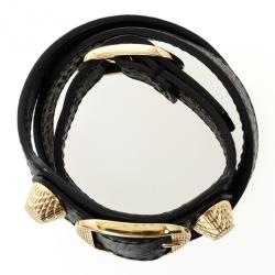 Pre Owned Balenciaga Giant Gold Triple Tour Black Bracelet 