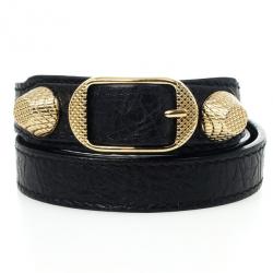 Pre Owned Balenciaga Giant Gold Triple Tour Black Bracelet 