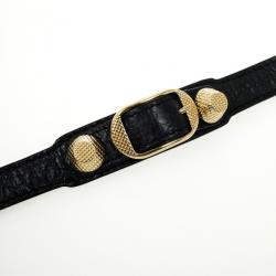 Pre Owned Balenciaga Giant Gold Triple Tour Black Bracelet 