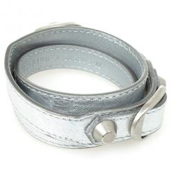 Pre Owned Balenciaga Giant Gold Bracelet Triple Tour Gris Glacé