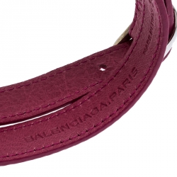 Pre Owned Balenciaga Pink Leather Arena Giant Wrap Bracelet S