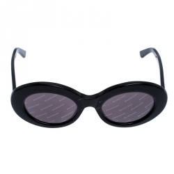 Pre Owned Balenciaga Black Logomania Oval Sunglasses
