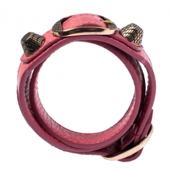 Balenciaga Arena Pink Leather Giant Triple Tour Bracelet M