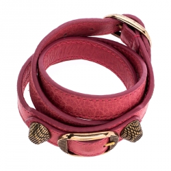 Balenciaga Arena Pink Leather Giant Triple Tour Bracelet M