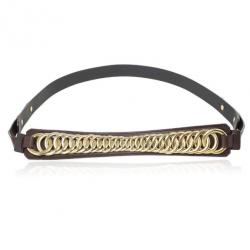 Pre Owned Balenciaga Brown Leather Chain Belt 85 CM