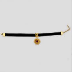 Pre Owned Balenciaga Purple Crystal Golden Necklace 