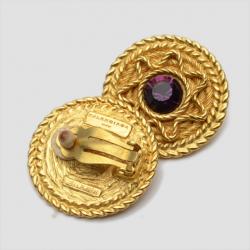 Pre Owned Balenciaga Purple Crystal Golden Earrings