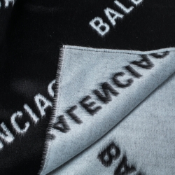 Balenciaga Bicolor Logo Intarsia Brushed Silk Scarf