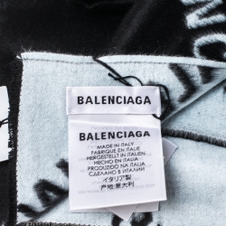 Balenciaga Bicolor Logo Intarsia Brushed Silk Scarf