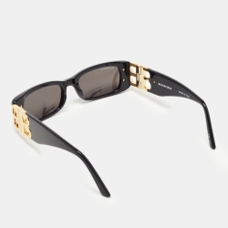 Pre Owned Balenciaga Black BB Logo Rectangle Sunglasses