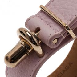 Pre Owned Balenciaga Light Pink Leather Tube Medium Bracelet 17CM