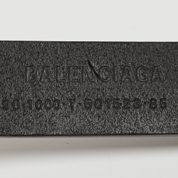 Pre Owned Balenciaga Black Leather BB Buckle Belt 85 CM
