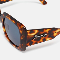 Pre Owned Balenciaga Tortoise Brown BB0119S Square Sunglasses