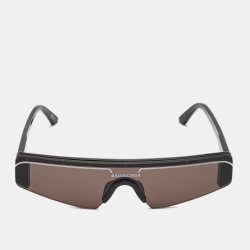 Balenciaga Black/White BB0003S Shield Sunglasses
