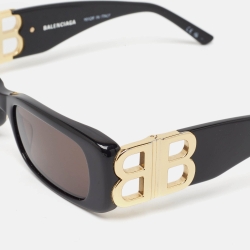 Pre Owned Balenciaga Black BB0096S BB Rectangular Sunglasses