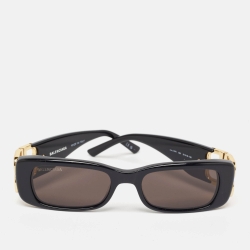 Pre Owned Balenciaga Black BB0096S BB Rectangular Sunglasses