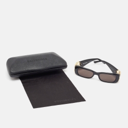 Pre Owned Balenciaga Black BB0096S BB Rectangular Sunglasses