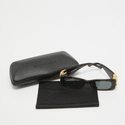 Pre Owned Balenciaga Dark Brown Tortoise BB0096S Rectangle Sunglasses