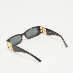 Pre Owned Balenciaga Dark Brown Tortoise BB0096S Rectangle Sunglasses